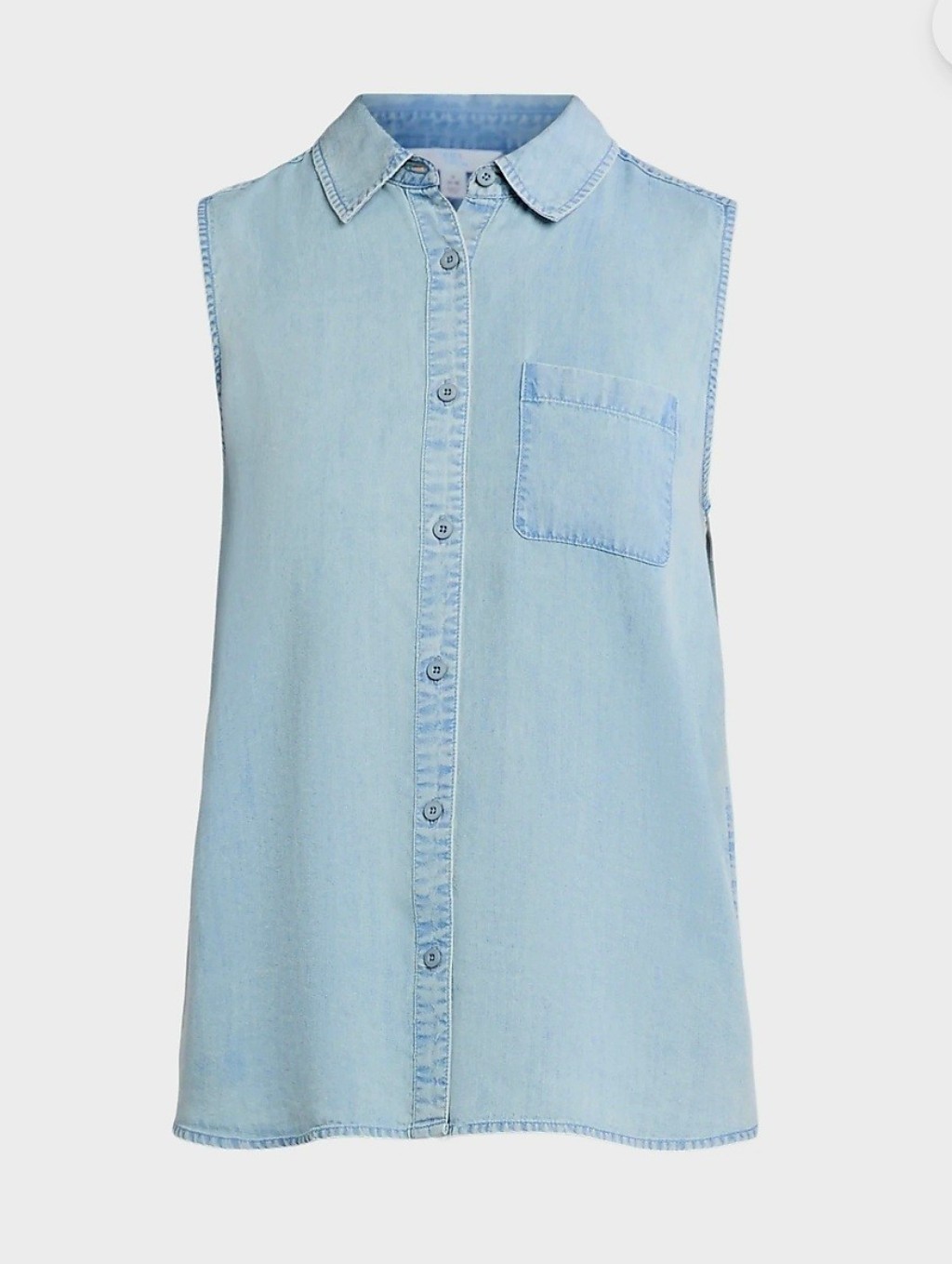 New Women's Xxxl (22) Summer Sleeveless Button-Down Shirt Denim Like, Relax Fit